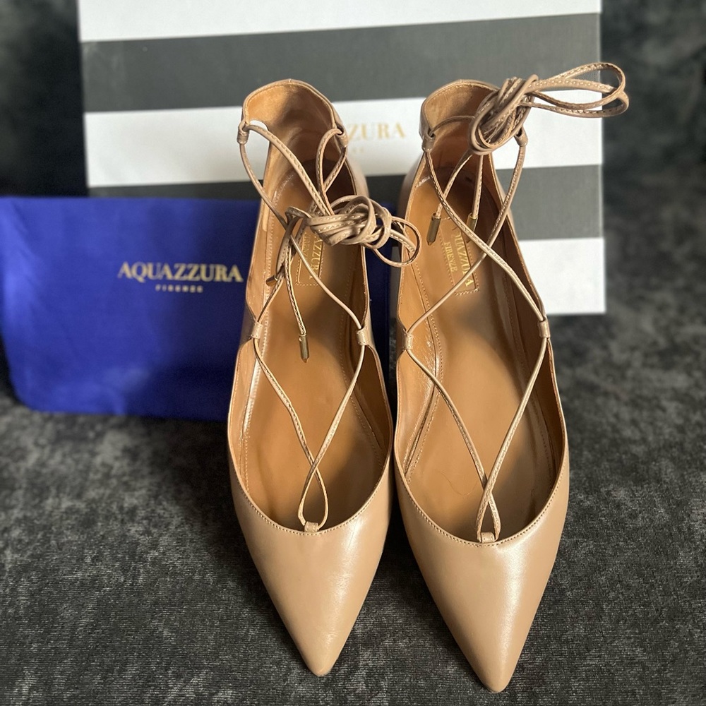 Aquazurra Christy Flat in Biscotto 38